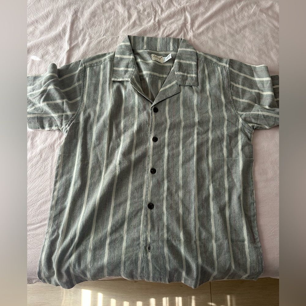 Striped Gray Button-Up Men's Shirt